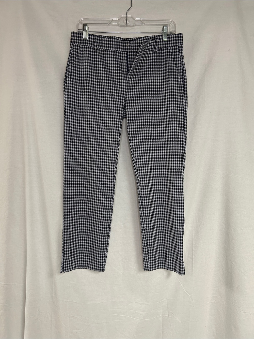 Black and White Gingham Straight-Leg ankle Pants - Picture 1 of 2